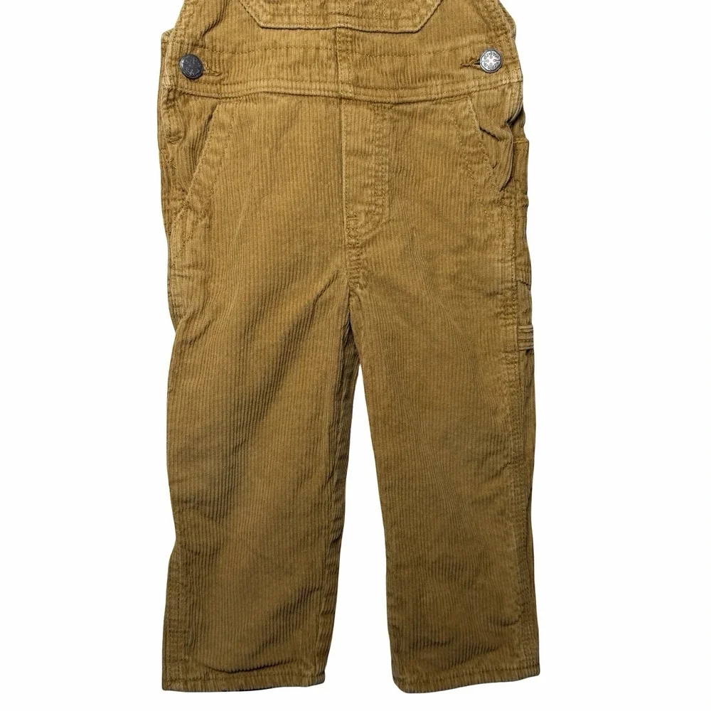 OshKosh B'gosh Toddler 2T Brown Corduroy Vestbak Overalls Lined Bib Carpenter